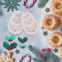 Moule à gâteau en silicone pour décoration de Noël, feuille de houx, fondant, chocolat