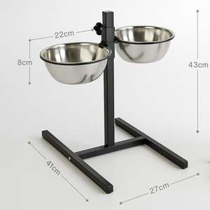 Doppia ciotola in acciaio inox per animali domestici, altezza regolabile, per cani e gatti di tutte le taglie - Product Image 4