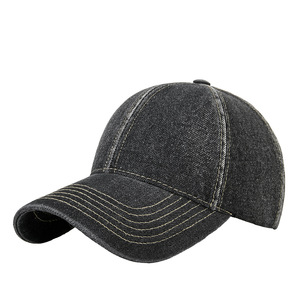 Casquette de baseball en denim noire unisexe, protection solaire, tissu en coton respirant - Product Image 1