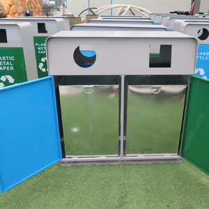 2 ngăn thép không gỉ tái chế Thùng rác phân loại thùng rác chất thải rác có thể bin - Product Image 3