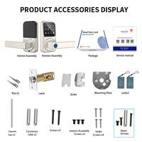 Cerradura Inteligente Tuya WiFi con Manija para Puerta, Estándar de EE. UU., Pestillo Único, Sin Llave, Antirrobo, con Contraseña, para Puertas de Madera