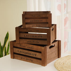 Boîte-cadeau en bois personnalisée, caisse en bois pour l'emballage, organisateur de stockage, conteneur, décorations <span class=keywords><strong>Vintage</strong></span> de maison de ferme de château - Product Image 3