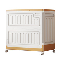 Organiseur de maison pliable en plastique avec roulettes, conteneur en plastique mobile, panier de rangement pliable à couvercle rabattable, grande capacité