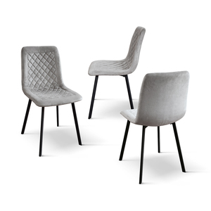 Ensemble de 4 chaises Arianna en velours gris avec pieds en métal pour salle à manger intérieure - Product Image 2