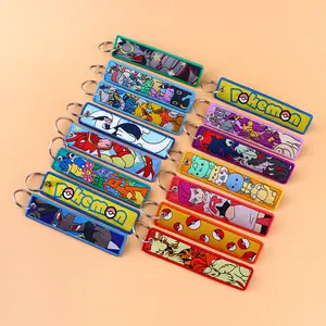 38 New Design High Quality Pika Pokemonster Embroidered Flight Tag Keychain for Backpack decoration