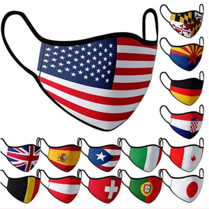 Masque en coton réutilisable imprimé drapeau national, masque anti-poussière à la mode pour l'automne et l'hiver - Product Image 1