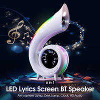 Speaker meja Mini multifungsi 6 dalam 1, Speaker pintar nirkabel portabel, Speaker lampu kilat LED True Wireless Stereo Retro