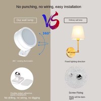Lampe murale LED ronde rotative rechargeable avec télécommande pour chevet, éclairage décoratif transfrontalier pour salon