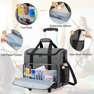 <span class=keywords><strong>Sac</strong></span> <span class=keywords><strong>à</strong></span> <span class=keywords><strong>roulettes</strong></span> pour <span class=keywords><strong>enseignant</strong></span>, <span class=keywords><strong>sac</strong></span> de voyage réglable, organisateur de rangement pour livres et CD avec plusieurs poches, compartiment pour ordinateur portable - Product Image 6