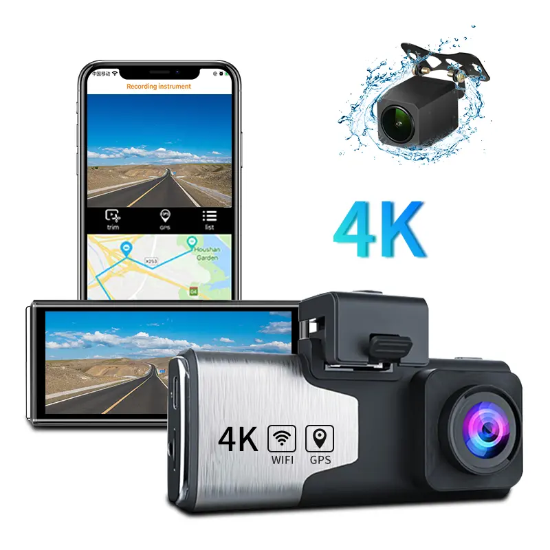 2021 New Best Quality 4K 2160P 4Inch Dual Lens DVR Video Recorder Car Dash Camera With Mobile App Wifi GPS