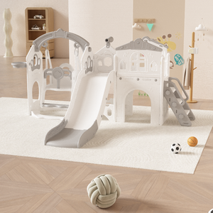 Juego de 8 juguetes de exterior para niños: tobogán, columpio, aro de baloncesto, trepador, casa de juegos, toboganes para niños pequeños, para patio trasero. CE OEM al por mayor. - Product Image 1