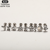 Anting Wanita Berkualitas Tinggi Rui Qian ASTM F136 Titanium Murni untuk Tindik dengan Ulir Internal dari Paduan Titanium G23 Perhiasan Tubuh
