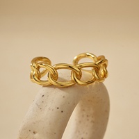 VEWANT Grosir Perak 925 Berlapis Emas 18K Rhodium Motif Cuban Link Polesan Tinggi Cincin Terbuka yang Dapat Disesuaikan Pesanan Perhiasan Grosir