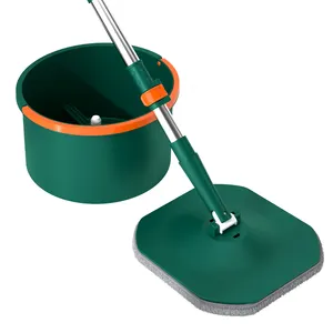 Spin Mop and Bucket Set, Microfiber Mop with Wringer Set & Adjustable Handle