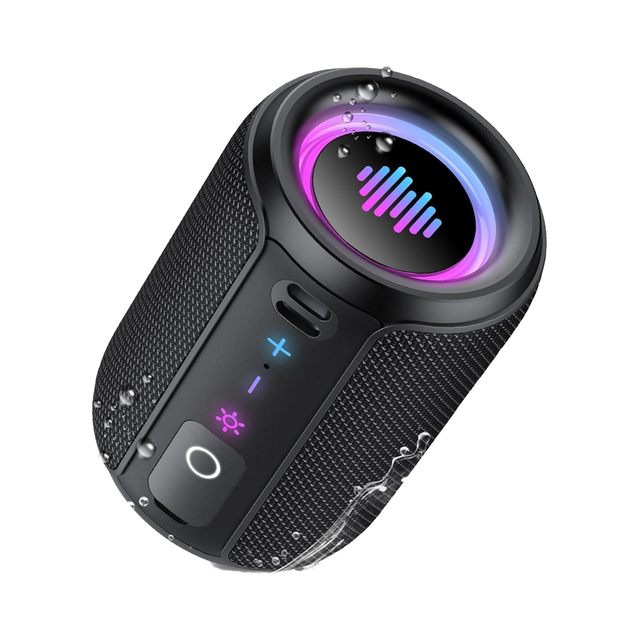IPX7 Waterproof Outdoor Portable Bluetooth Speaker Wireless Stereo Sound 12W Bluetooth 5.4 12H Playtime RGB Lights TWS Pairing