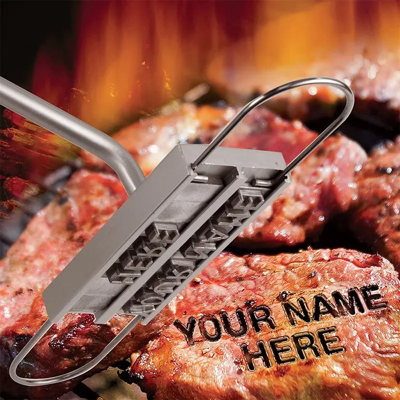 Meat Branding Iron with Changeable Letters Personalized Barbecue Grilling Meat Steak Names Marking Stamp BBQ Tool