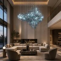 Luminaire suspendu design Lobby d'hôtel Lustre créatif irrégulier de luxe en verre coloré et art cristal