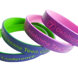 BS-014 Spray paint dual layer double sided silicone wristband bracelet