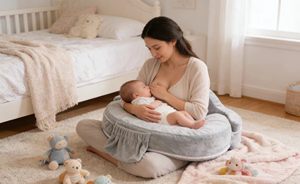 Coussin d'allaitement ergonomique – Soutien de couchage pour l'allaitement, support dorsal en mousse amovible et lavable, côtés ajustables pour la santé de la maman - Product Image 5