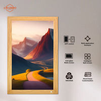 Marco de Fotos Digital de 21.5 Pulgadas con Marco de Madera, Pantalla Táctil IPS Full HD de 1920, 32 GB, WiFi, Video Inteligente y Reloj LED, Montable en Pared