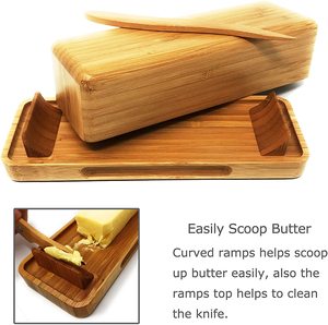 OFFERTA SPECIALE Portaburro in Bambù con Coperchio e Coltello, Contenitore Magnetico per Burro, Piedini Estesi per Evitare Macchie sul Tavolo - Product Image 5