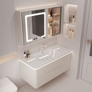 Mueble <span class=keywords><strong>de</strong></span> <span class=keywords><strong>Baño</strong></span> Integrado <span class=keywords><strong>de</strong></span> Cerámica Color Crema con Lavabo <span class=keywords><strong>de</strong></span> <span class=keywords><strong>Vidrio</strong></span>, Lavabo y Mueble <span class=keywords><strong>de</strong></span> Lavabo Simple e Inteligente - Product Image 3
