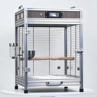 Cage à oiseaux de petite taille pour perroquets, design anti-évasion, finition noire anodisée, en alliage d'aluminium et acrylique, DIY pour calopsites