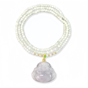 Pendentif en jadéite birmane de qualité naturelle A, <span class=keywords><strong>Bouddha</strong></span> rieur, pendentif en jadéite birmane pour femme (avec NGTC) - Product Image 1
