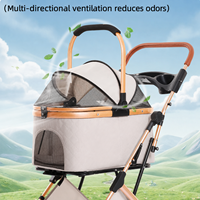 Poussette pliable pour animaux de compagnie (chiens et chats) OEM, chariot à 4 roues avec laisse de sécurité et maille respirante pour animaux de compagnie de grande, moyenne et petite taille