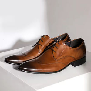 Chaussures habillées pour hommes en cuir véritable de luxe, formelles, à lacets, imperméables, légères et respirantes pour le travail au bureau, les occasions de mariage - Product Image 1