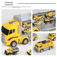 Camion de Pompiers Portable 1:5 pour Enfants, Modèle de Véhicule d'Ingénierie, Conteneur de Rangement en Plastique, Jouets de Voiture Universels, Collection de Jouets en Gros