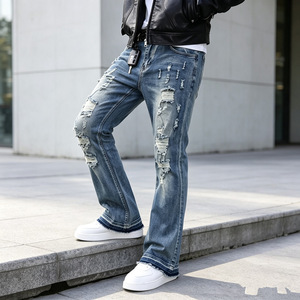 <span class=keywords><strong>Jeans</strong></span> Americani di <span class=keywords><strong>Alta</strong></span> Qualità Vintage in Denim Lavorato a Maglia, Slim Fit con Strappi per <span class=keywords><strong>Uomo</strong></span> - Product Image 6
