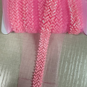 Nuovo tessuto a nastro di pizzo ricamato <span class=keywords><strong>africano</strong></span> con perline per vestiti - Product Image 5