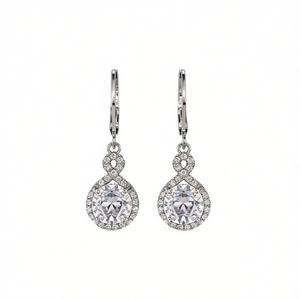 Orecchini pendenti classici in oro con montatura a castone in cristallo e strass per gioielli da sposa da donna E462 - Product Image 1