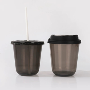 Biểu Tượng Tùy Chỉnh In Màu Đen Trong Suốt U Hình Dạng 10Oz 12Oz 16Oz Dùng Một Lần Pet Nhựa Rõ Ràng <span class=keywords><strong>Cup</strong></span> Với Ống Hút - Product Image 4