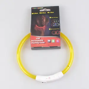 Colorful Led USB Round Tube Glow Flashing Length Adjustable Pet Dog Collar