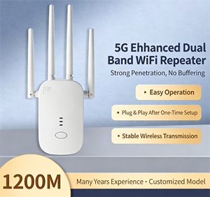 <span class=keywords><strong>Repetidor</strong></span> <span class=keywords><strong>WiFi</strong></span> de Doble Banda de 1200Mbps, 4 Antenas, Extensor de Rango Inalámbrico, Amplificador de Señal, Router AP con Enchufe EU y US y LAN Cableado - Product Image 3