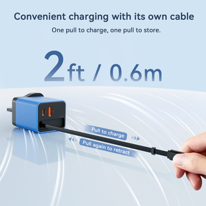 रिट्रेटेबल केबल 3-पोर्ट पीडी चार्जर के साथ ऑल-इन-वन 65w गन फास्ट चार्जर के साथ ऑल-इन-वन 65 डब्ल्यू गन फास्ट चार्जर - Product Image 3