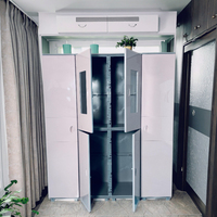 Casier de garde-robe moderne de luxe en plastique ABS à six portes avec fenêtre transparente pour salle de sport à domicile pour le rangement des vêtements dans la chambre à coucher