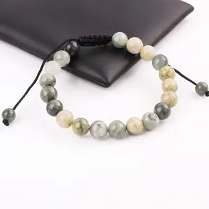 Yiwu Jewelry Factory Making 8MM Natural Stone Cat Eye Jasper Beads Handmade Macrame Friendship Bracelet Adjustable Men Women