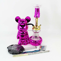 Nouvelle chicha en forme d'ours rose, accessoires pour boutique de fumée, cadeau pour femme, chicha en résine avec lumière LED