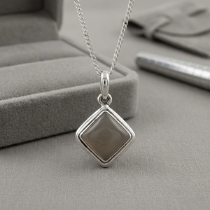 Art Palace 925 Silver Agate Geometric Solitaire Pendant Classic Bezel Setting Unisex Everyday Wear - Product Image 3