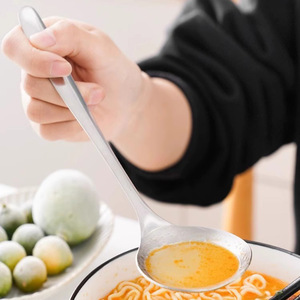Stainless steel soup spoon, <b>large</b> soup ladle, buffet serving spoon, thickened and deepened <b>large</b>-headed round spoon, porridge - Product Image 3