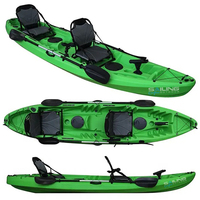 Kayak de pêche familial 2 + 1 pour loisirs, canoë en plastique, siège double, 3 personnes assis sur le toit, OEM et ODM