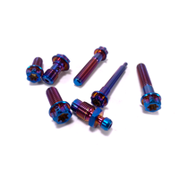 Kit de Fixations Hexagonales en Métal Brûlé Arc-en-ciel de Haute Qualité avec Boîte en Métal, Ensemble de Boulons Iridescent en Titane pour Moto de Course