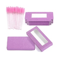 Vente en gros, boîte à cils en papier carton avec logo personnalisé, boîte à cils rose, emballage, étuis à cils en papier vides, boîtes