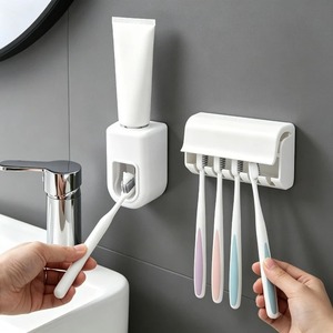 Soporte de pared para cepillos de dientes, dispositivo sin perforaciones para baño, soporte multiusos para cepillos de dientes, extraíble y lavable - Product Image 3