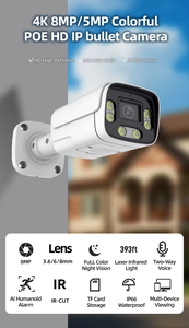 Caméra IP Bullet POE 4K 5MP couleur HD avec microphone extérieur, audio bidirectionnel, vision nocturne IR-CUT, étanche IP66, grand angle, Cloud - Product Image 4