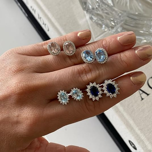 Orecchini in Argento <span class=keywords><strong>Sterling</strong></span> 925 Eleganti Placcati Oro con Topazio Blu Naturale e Zirconi Gioielli ad Alta Durabilità per Tutti i Tipi di Donne Regalo - Product Image 3