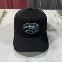 Casquette de baseball en maille unisexe OEM, modèle A-frame 5 panneaux, pour le golf, le sport, les mariages, nouveau modèle, personnalisable avec logo et lettres brodées en 3D, noire, style trucker